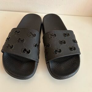 Gucci Black Rubber GG Monogram Slide Sandals